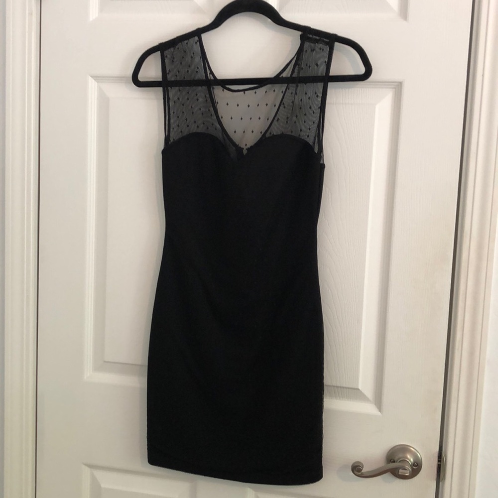 Black Mesh Top Cocktail Dress